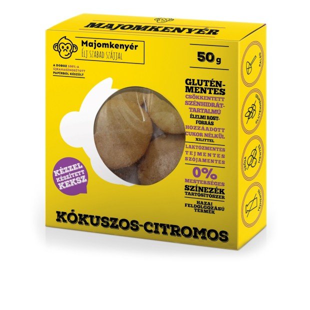 Majomkenyér paleokeksz kókusz-citrom 50g