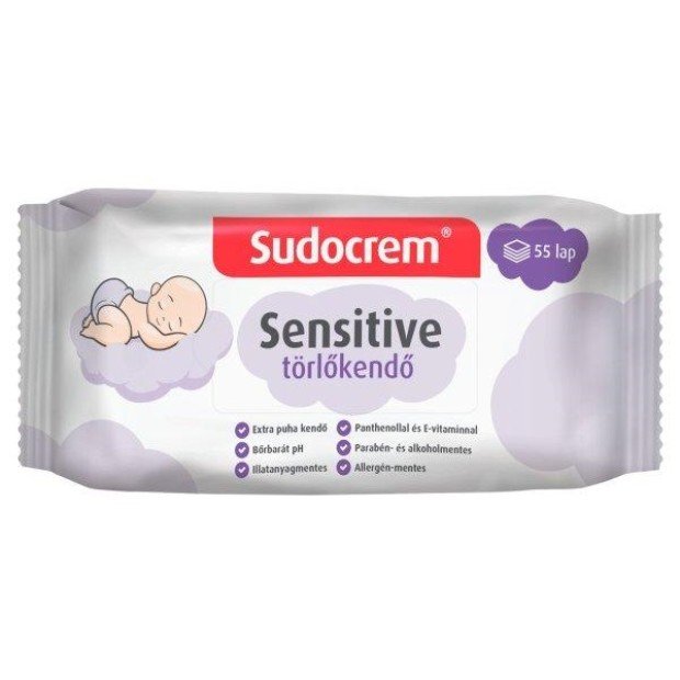 Sudocrem törlőkendő sensitive 55db