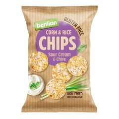 Benlian food kukorica és barnarizs chips tejföl-snidling 50g Benlian food kukorica és barnarizs chips tejföl-snidling 50g