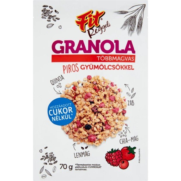 Fit reggeli granola piros gyümölcs 70g