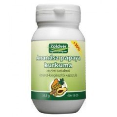 Zöldvér ananász papaya kurkuma kapszula 60+18db Zöldvér ananász papaya kurkuma kapszula 60+18db