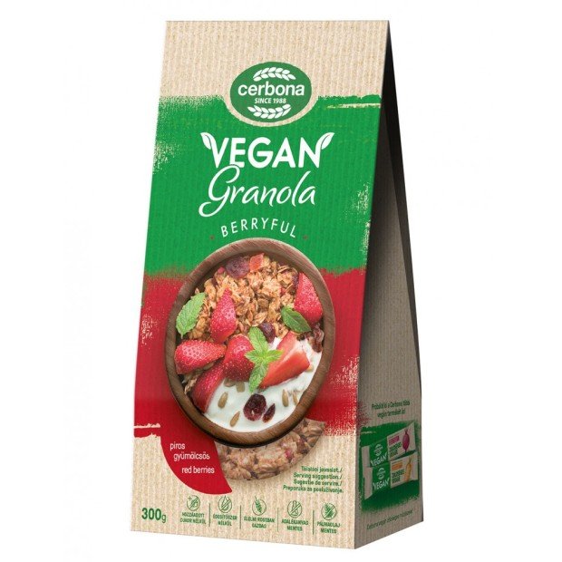 Cerbona vegán granola piros gyümölcs 300g